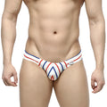 MetroMaleWear Bosco Bikini 5103-15 men’s briefs with white red and blue chevron stripe pattern for everyday wear