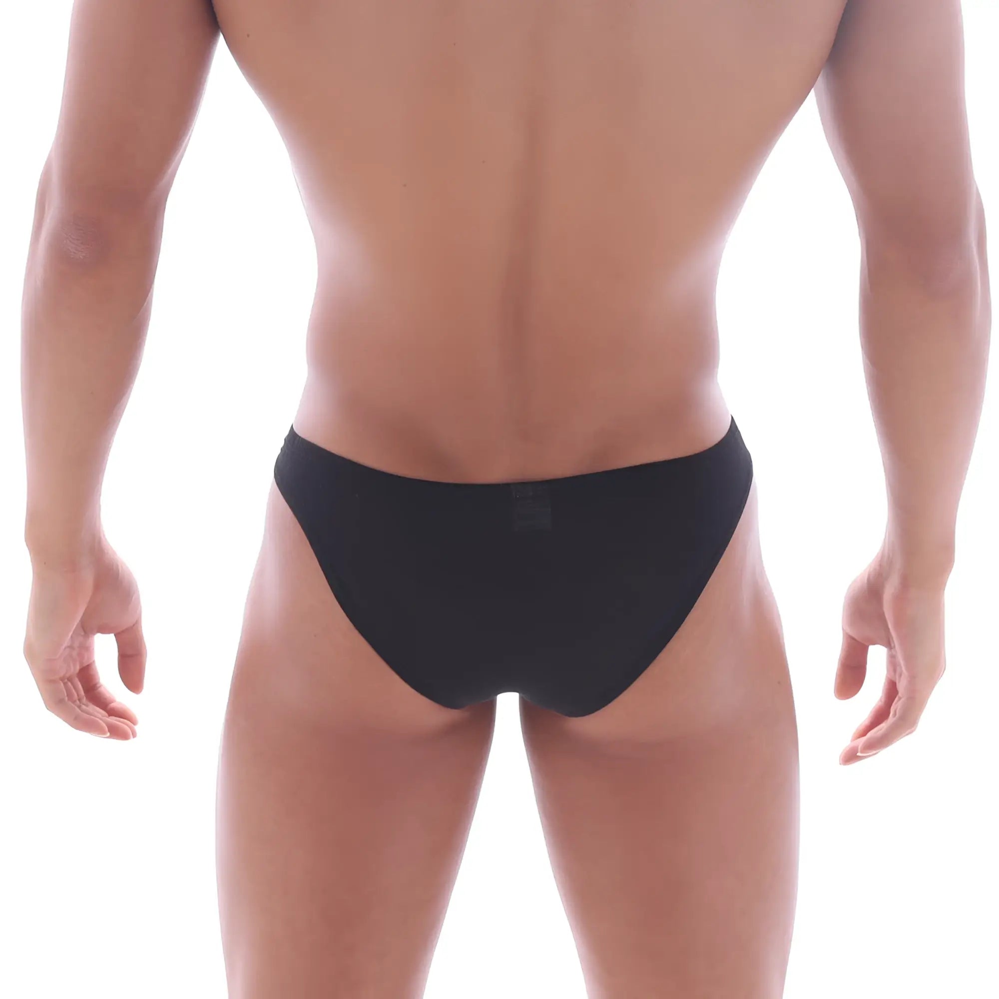 Black metro malewear bosillo half back bikini briefs with smooth form fitting design and comfortable fit