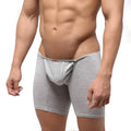 Gray heathered mens briefs with contoured pouch and elastic waistband by MetroMaleWear Bosillo Long Boxer gray 3514-10