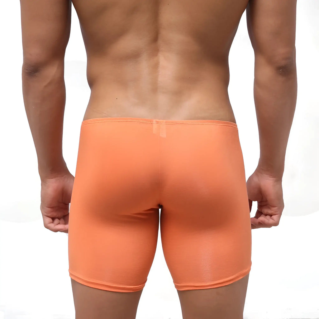 Orange stretchy briefs metro malewear bosillo long boxer peach 3514-02 designed for comfort and flexibility