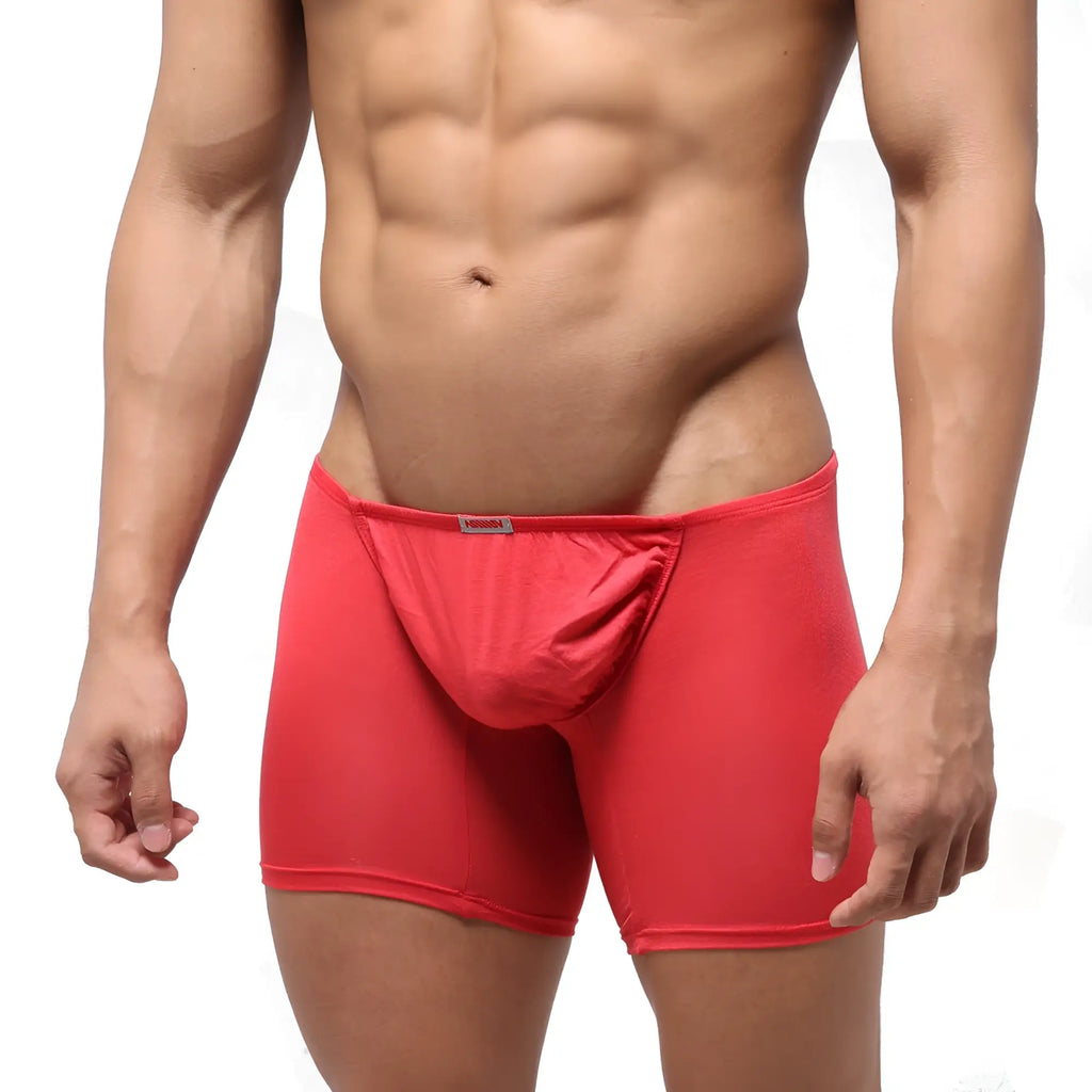 Red men’s boxer briefs metroMalewear bosillo long boxer red 3514-12 with contoured pouch and elastic waistband