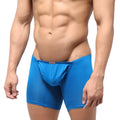 Bright blue MetroMaleWear Bosillo long boxer royal blue 3514-18 with textured fabric and red waistband tag