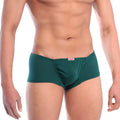 MetroMaleWear Bosillo short boxer in pine green with form-fitting textured fabric and small red brand tag at waistband