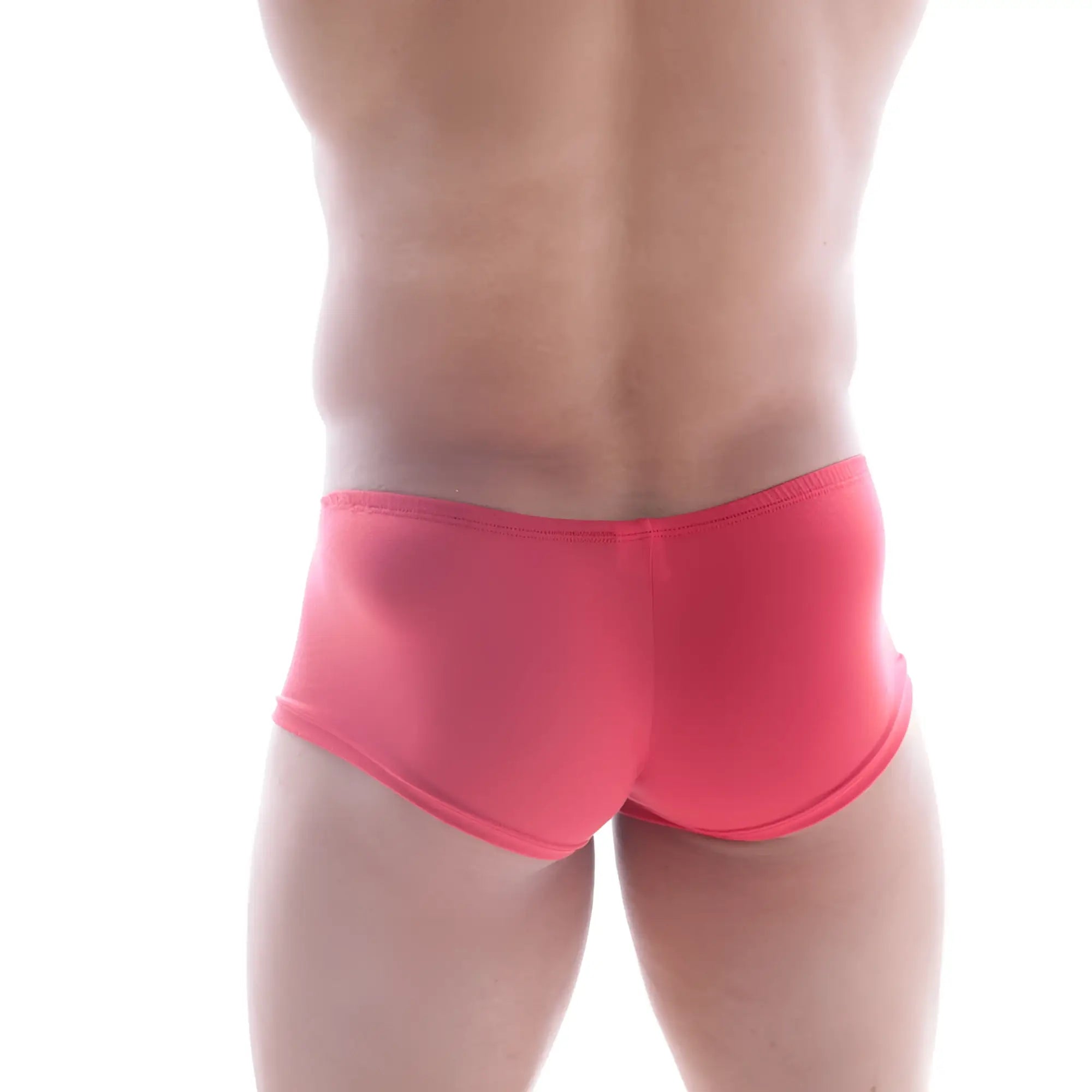Bright pink metro malewear bosillo short boxer swim trunks with form-fitting smooth stretchy fabric
