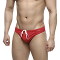 MetroMaleWear bosillo red swim bikini with white drawstring and small rectangular brand tag on waistband