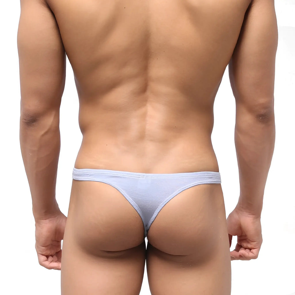 Light blue thin cotton low-rise briefs from metromalewear bosillo thong lavender 3502-08 shown from the back side