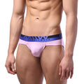 MetroMalewear bright brief pink 6106-02 pink men’s briefs with blue and black elastic waistband and metromalewear logo