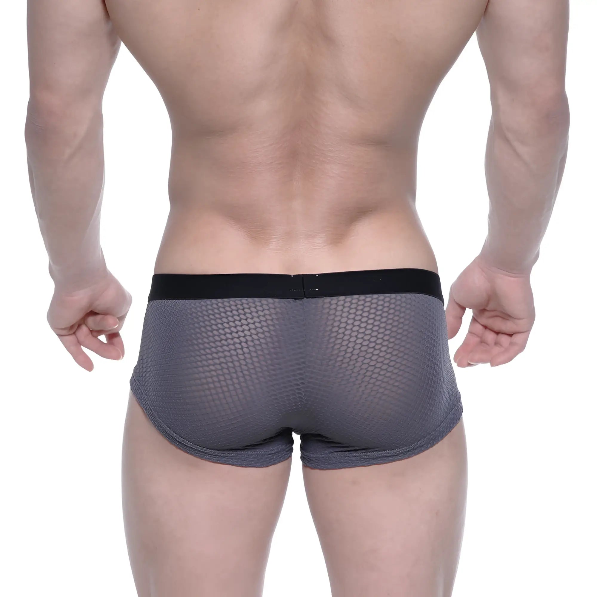 Gray mesh briefs with a black elastic waistband from metromalewear bulge boxer 3013-72 for comfortable daily wear