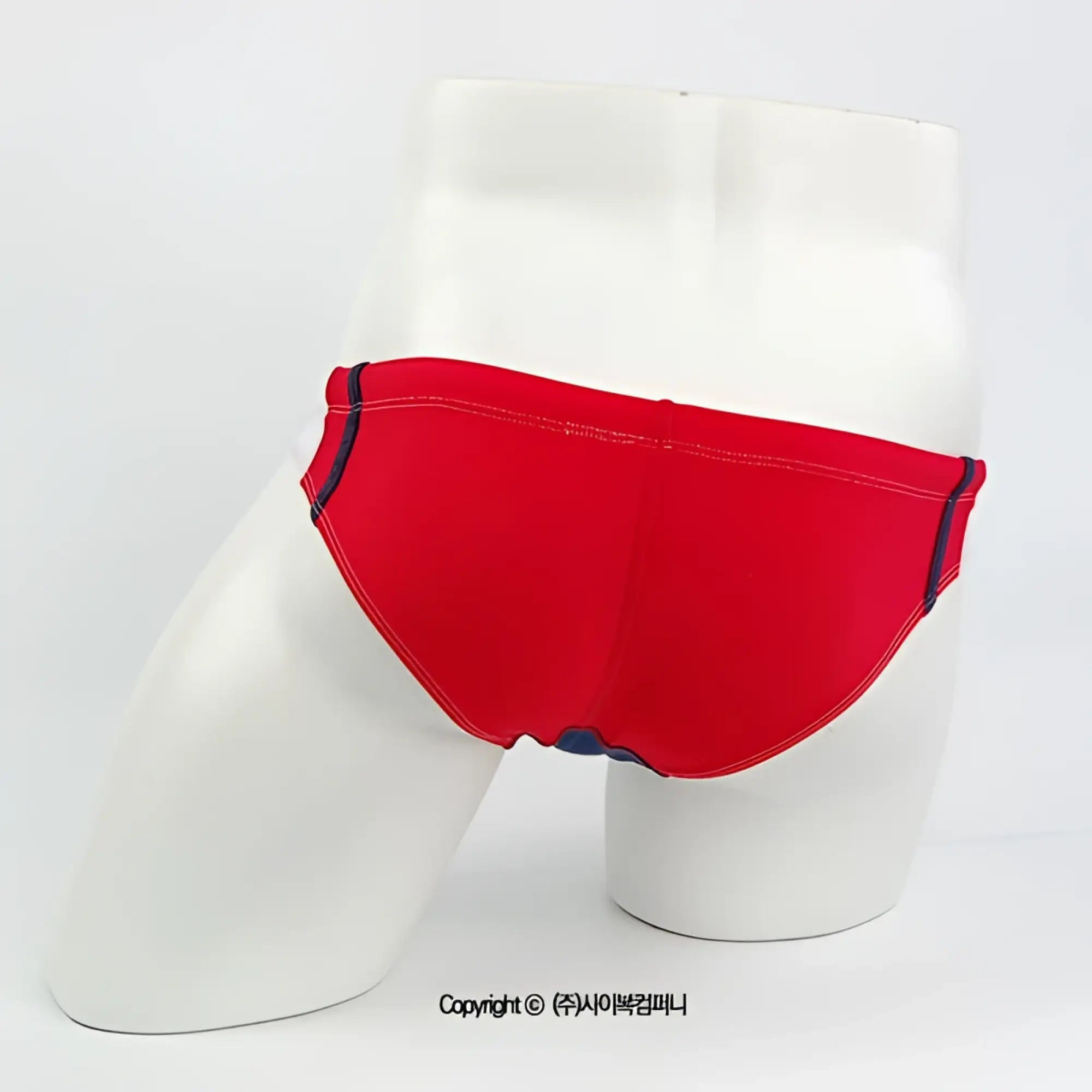 MetroMaleWear California swim bikini in red with navy blue trim and stitching designed for swimming and beach use