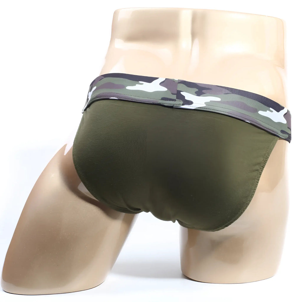 MetroMaleWear camp bikini dark green 3904-26 olive green camo waistband underwear made of elastic fabric