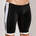 Black and white MetroMaleWear Campus Jammer athletic shorts with vertical white stripes and m2w branding on the left leg