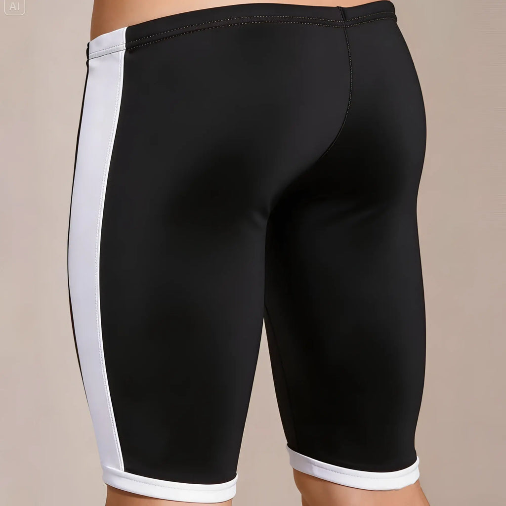 Black and white MetroMaleWear Campus Jammer 4904-30 athletic shorts with sleek form fitting design