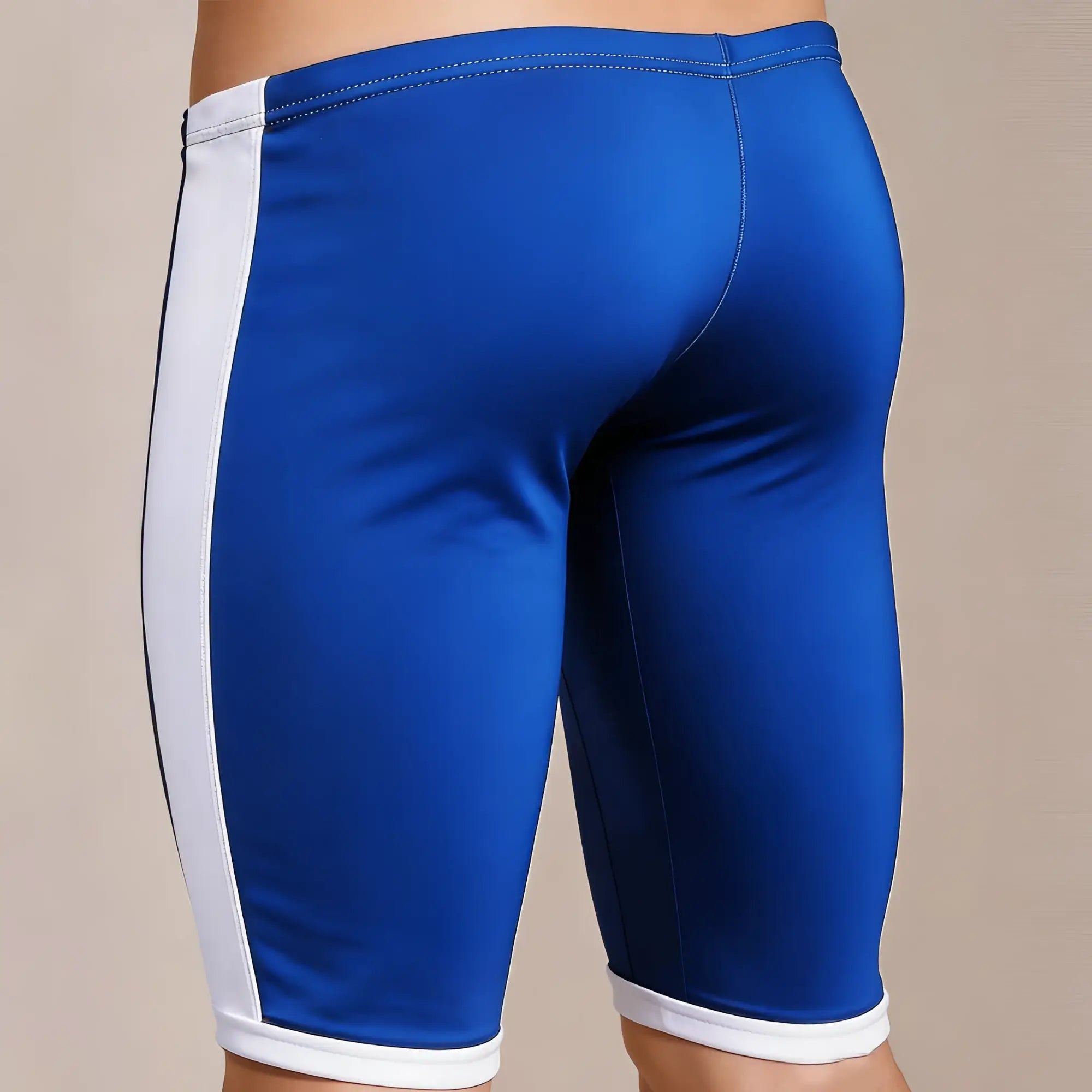 Blue athletic shorts with white side stripes and trim metro male wear campus jammer royal blue 4904-16