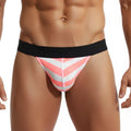 Pink and white chevron patterned briefs with black waistband from metromalewear candy bikini neon orange 3004-74