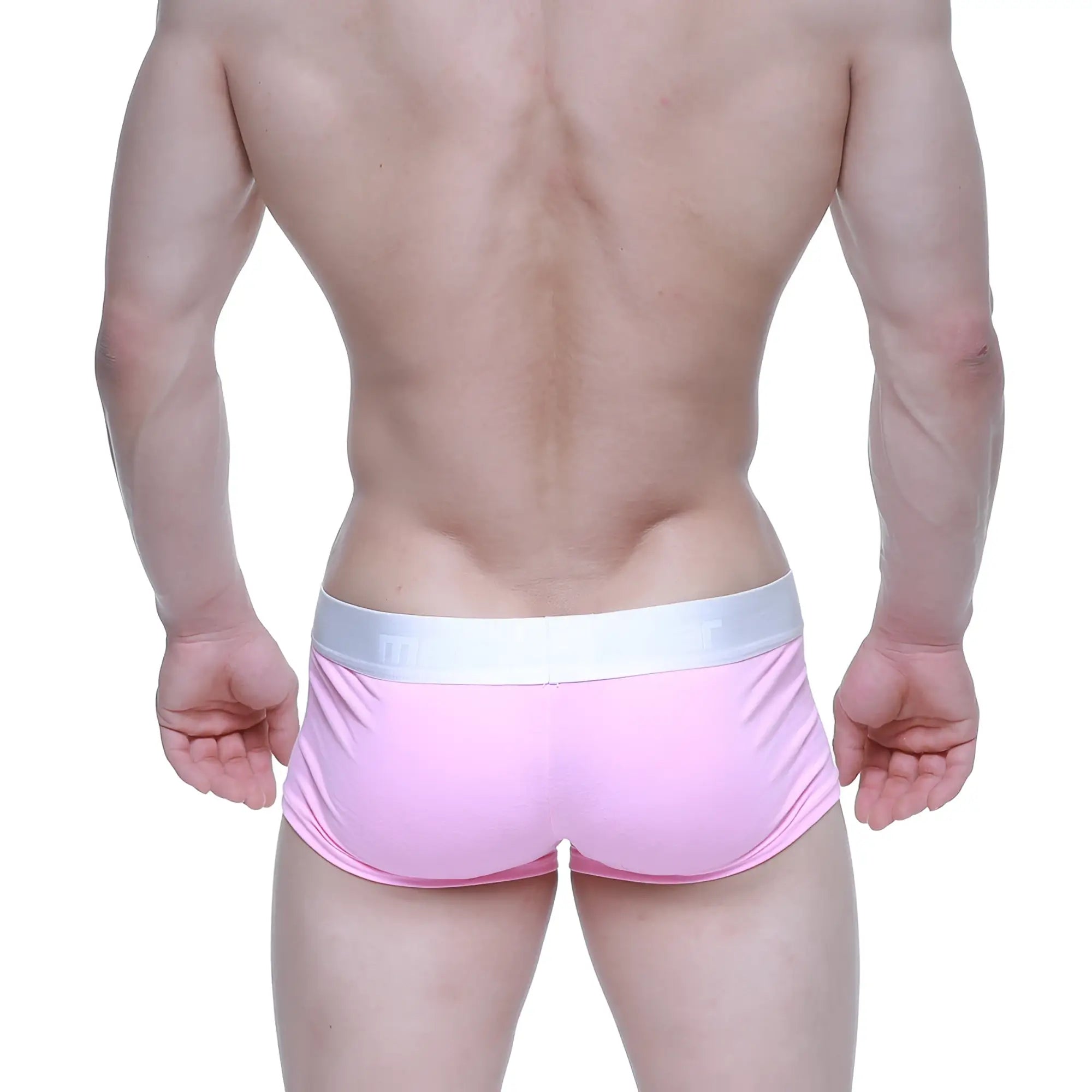 MetroMaleWear Candy Coated pink athletic briefs with white elastic waistband designed for comfort and support