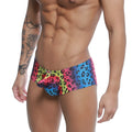 MetroMaleWear Cannon Boxer Neon 2213-05 vibrant multicolored leopard-print swim trunks with pink blue yellow gradient design