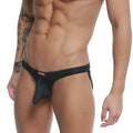 MetroMaleWear cannon jock strap black with smooth form-fitting design and small red logo on waistband front view