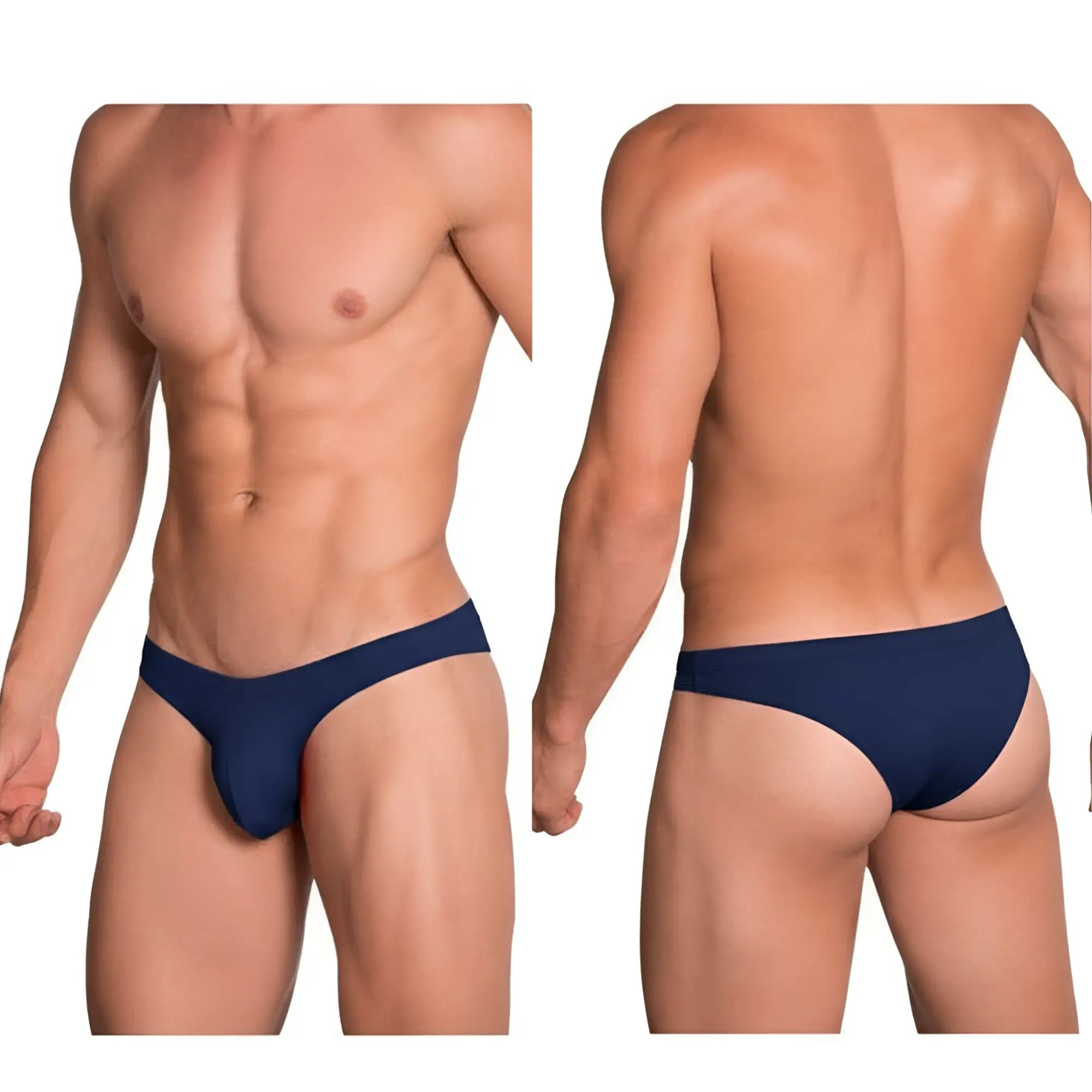 Navy blue metroMalewear capri bikini briefs with smooth form-fitting fabric design for men