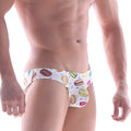 White briefs metro male wear capri bikini 6103-32 with colorful macaron and sprinkle pattern for playful style