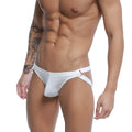 MetroMaleWear Capri jock strap white with form-fitting thong, side-tie design, and subtle red branding on waistband