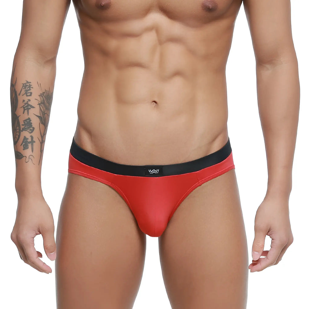 MetroMaleWear Cebolla bikini briefs in red and black with a sleek, form-fitting design for comfortable wear