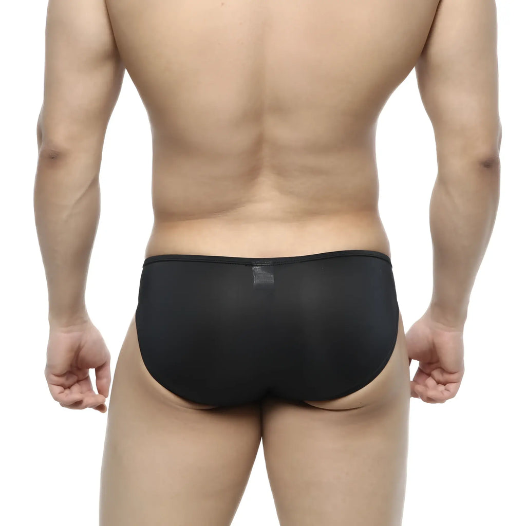 Black sheer mesh briefs metro malewear cesar bikini 6009-20 featuring breathable lightweight fabric