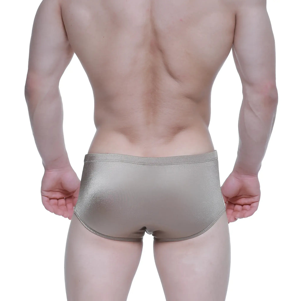 Shiny metallic gold MetroMaleWear Charile Swim Brief herring 4945-04 with sleek form-fitting design