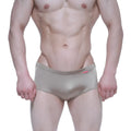 MetroMaleWear charlie swim brief herring 4945-04 shiny metallic gold with subtle texture and red brand tag on waistband