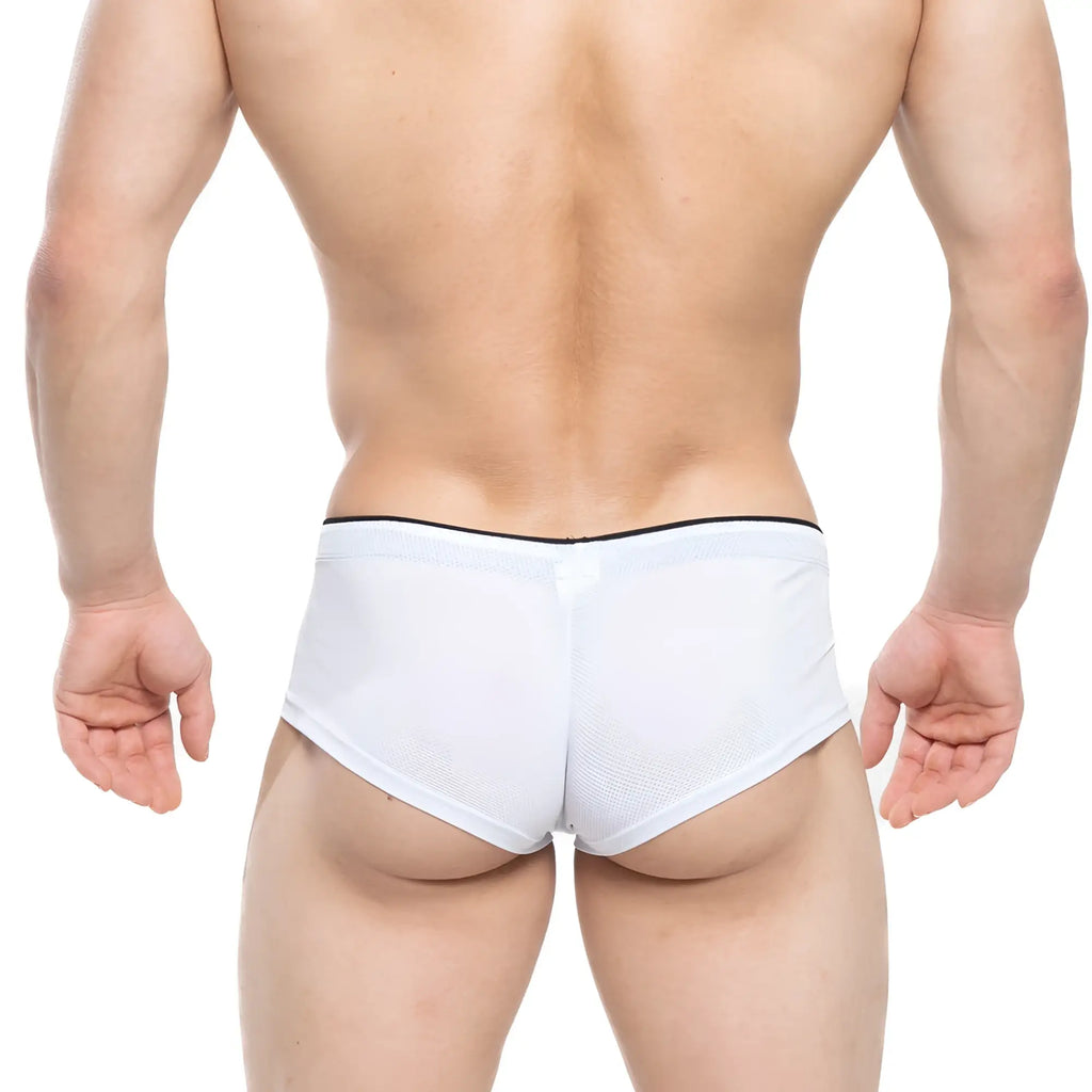 White mesh briefs with black elastic waistband metroMalewear cheek nacar 2028-78 breathable underwear