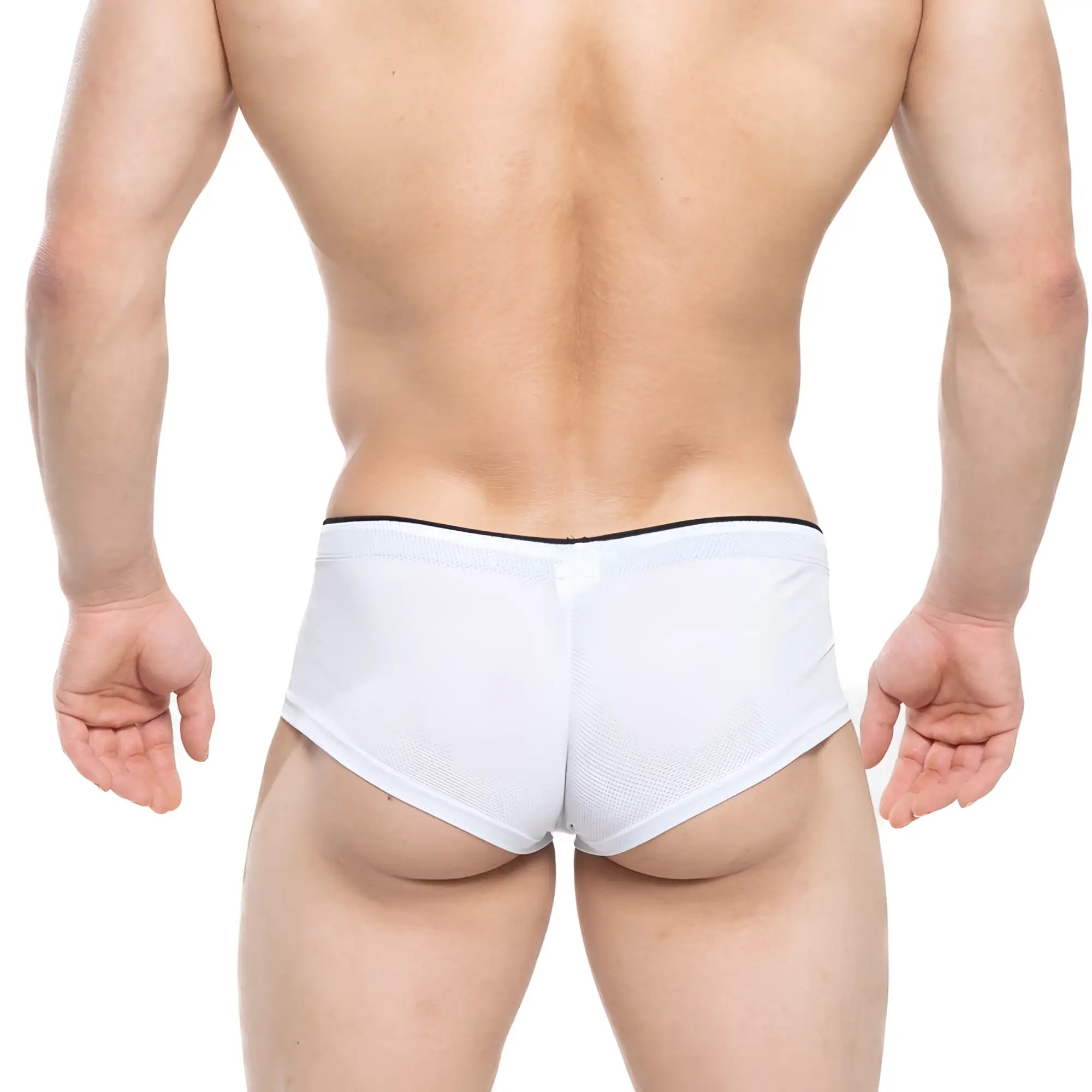 White mesh briefs with black elastic waistband metroMalewear cheek nacar 2028-78 breathable underwear
