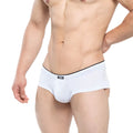 White mesh briefs with black waistband and brand tag from metromalewear cheek nacar 2028-78 product line