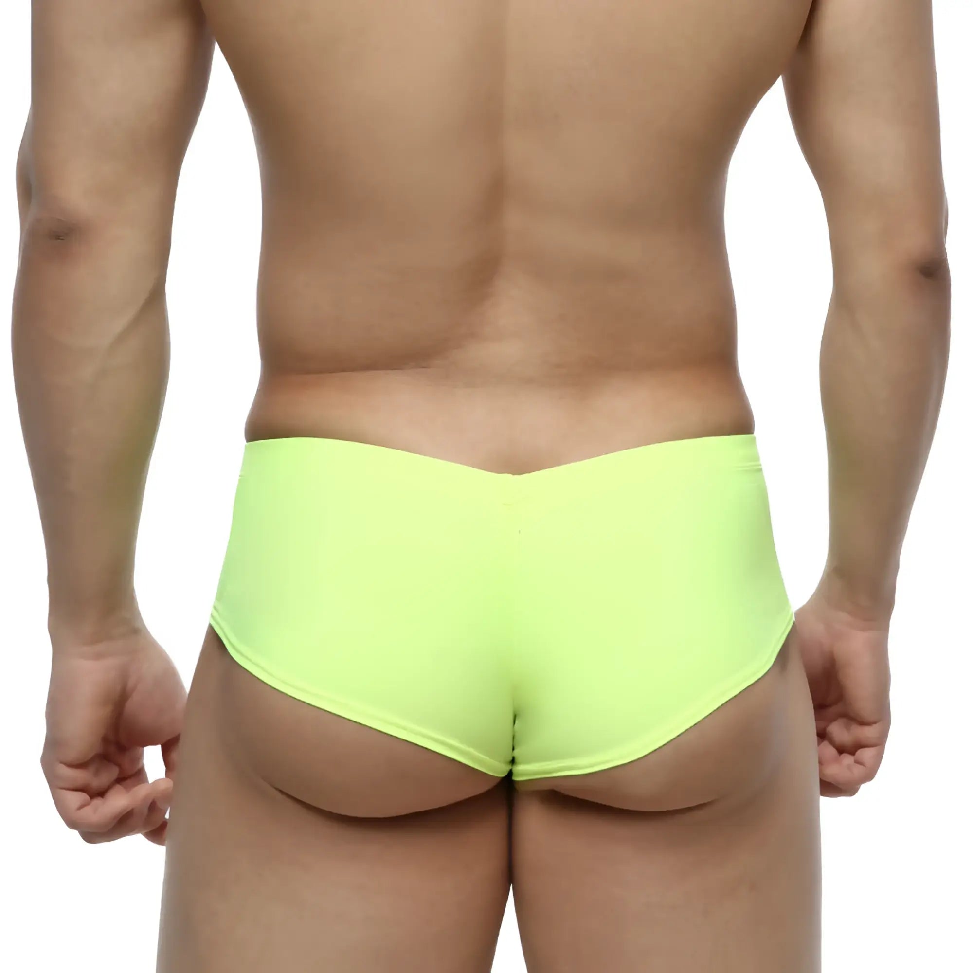 Bright neon green MetroMaleWear Cheek briefs with smooth form-fitting design for comfortable wear