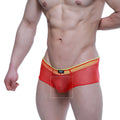MetroMaleWear cheek onion 2028-72 red mesh briefs with yellow trim and black logo on waistband front view