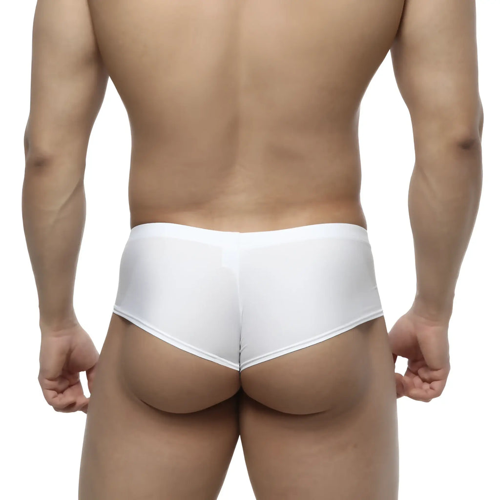 MetroMaleWear cheek white 2028-00 white sleek form-fitting briefs with smooth satin-like finish front view