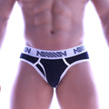 MetroMaleWear classic ribbed black athletic briefs with bold repeating n logo on elastic waistband