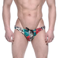 MetroMaleWear classic swim bikini flora 4937-53 with vibrant red roses teal leaves and black and white leopard spots
