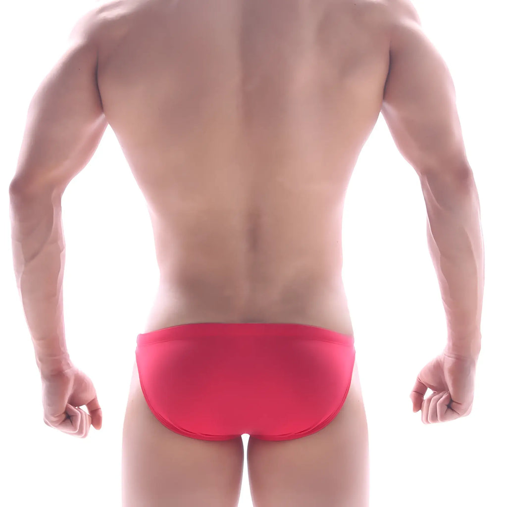 MetroMaleWear classic swim bikini in bright red form-fitting fabric designed for comfortable swimwear use