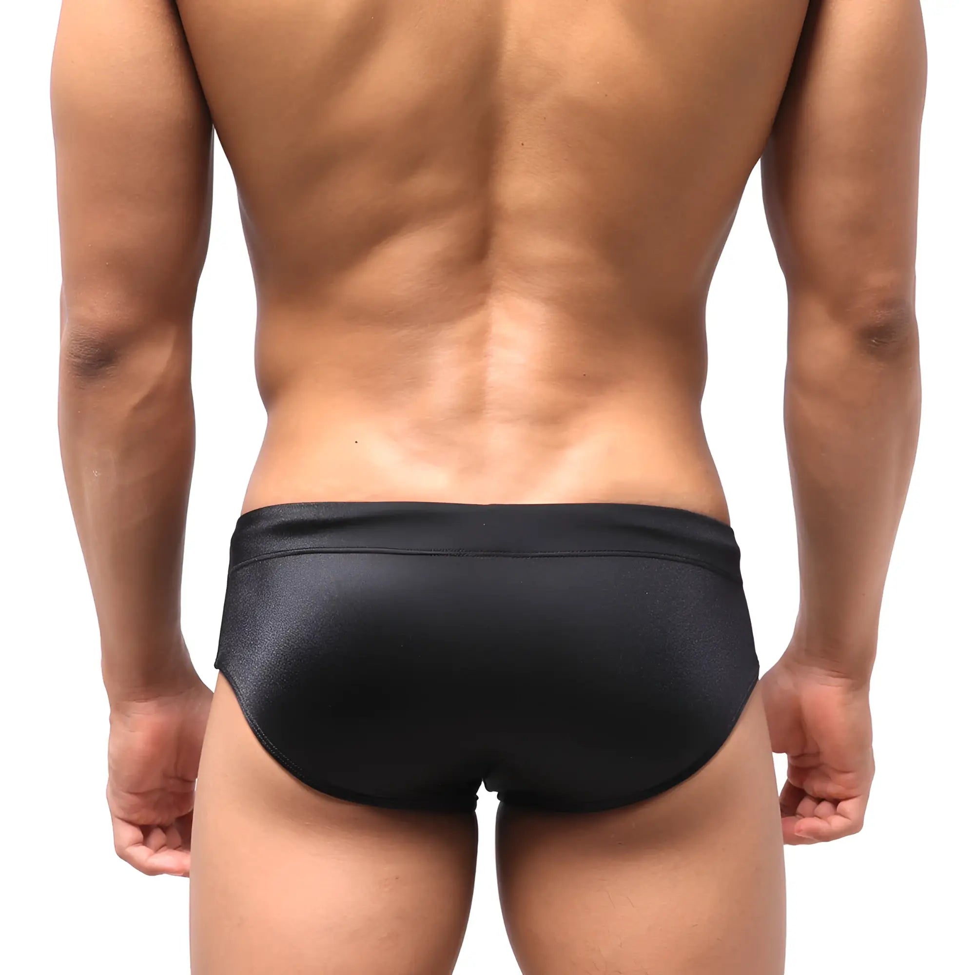 MetroMaleWear classic swim brief black sleek form-fitting smooth fabric designed for comfortable swimming use