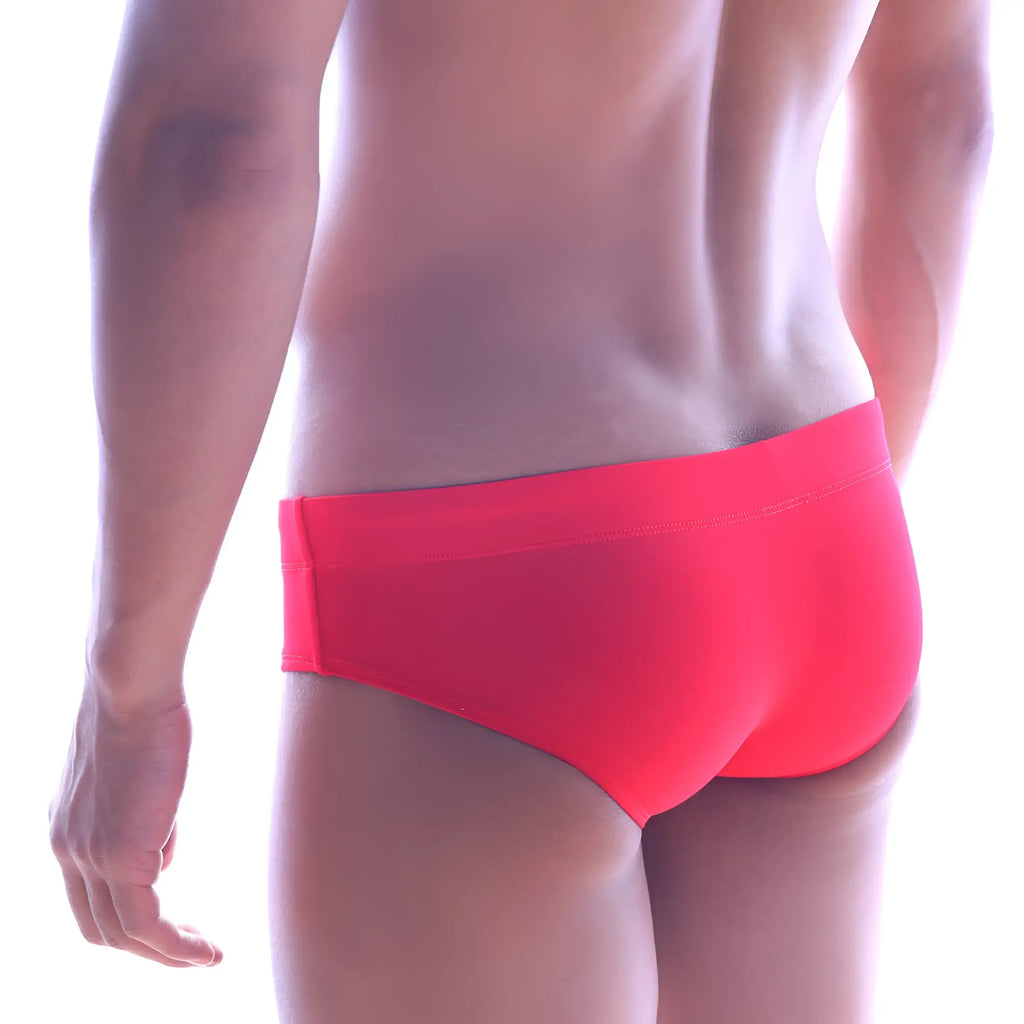 Bright red MetroMaleWear Classic Swim Brief with smooth form-fitting fabric for comfortable swimwear use