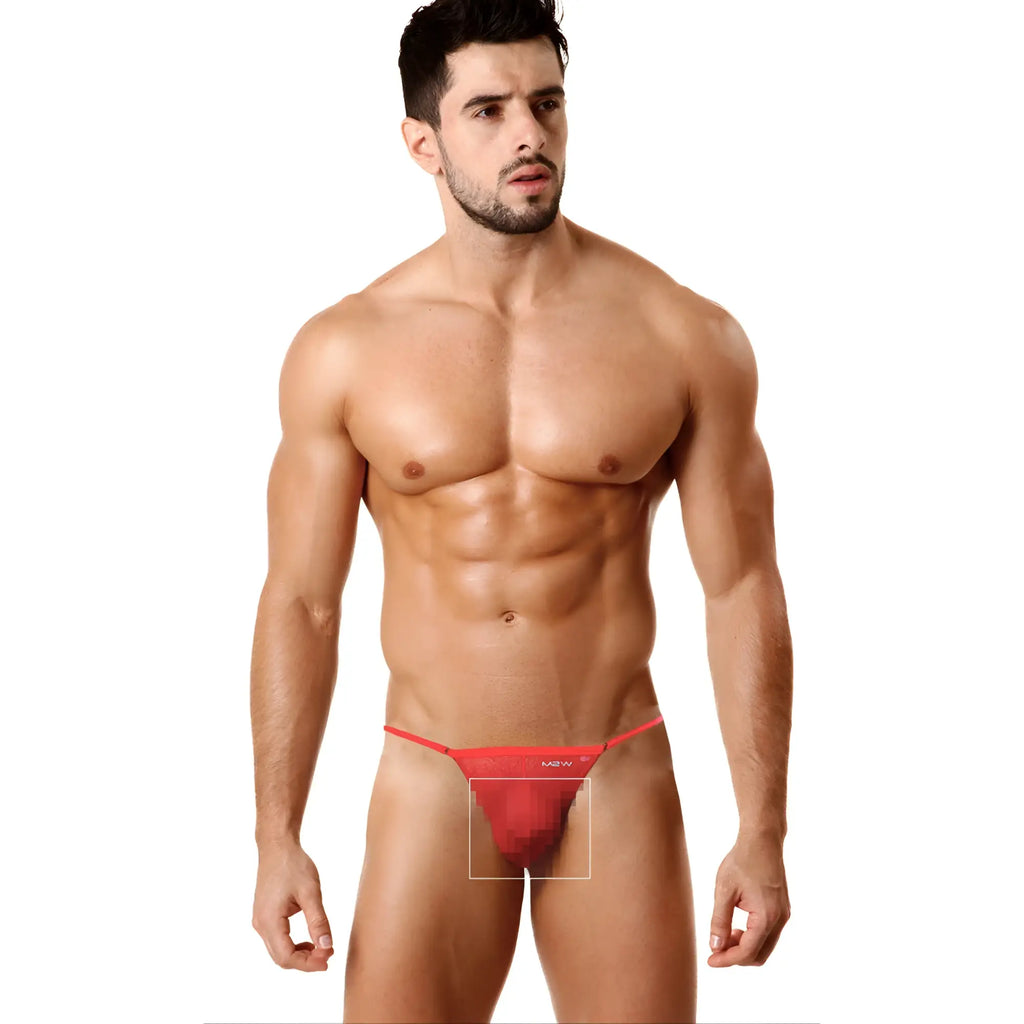 Red thong cobra string 2214-12 by metromalewear with subtle front logo in soft breathable fabric
