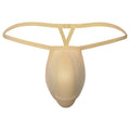 Beige metroMalewear cock bra thong made of stretchy fabric with supportive triangular strap design