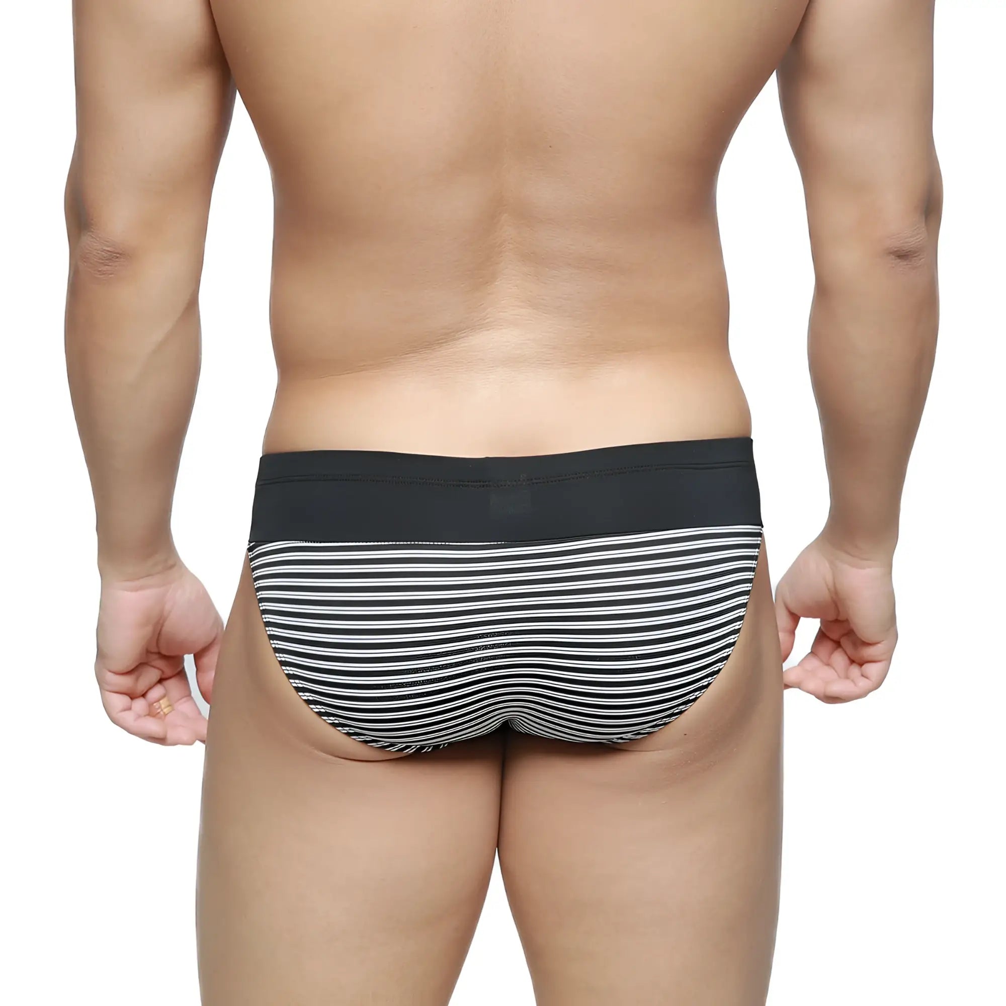 MetroMaleWear colina bikini balance 5144-40 black and white striped briefs with solid black waistband for everyday wear
