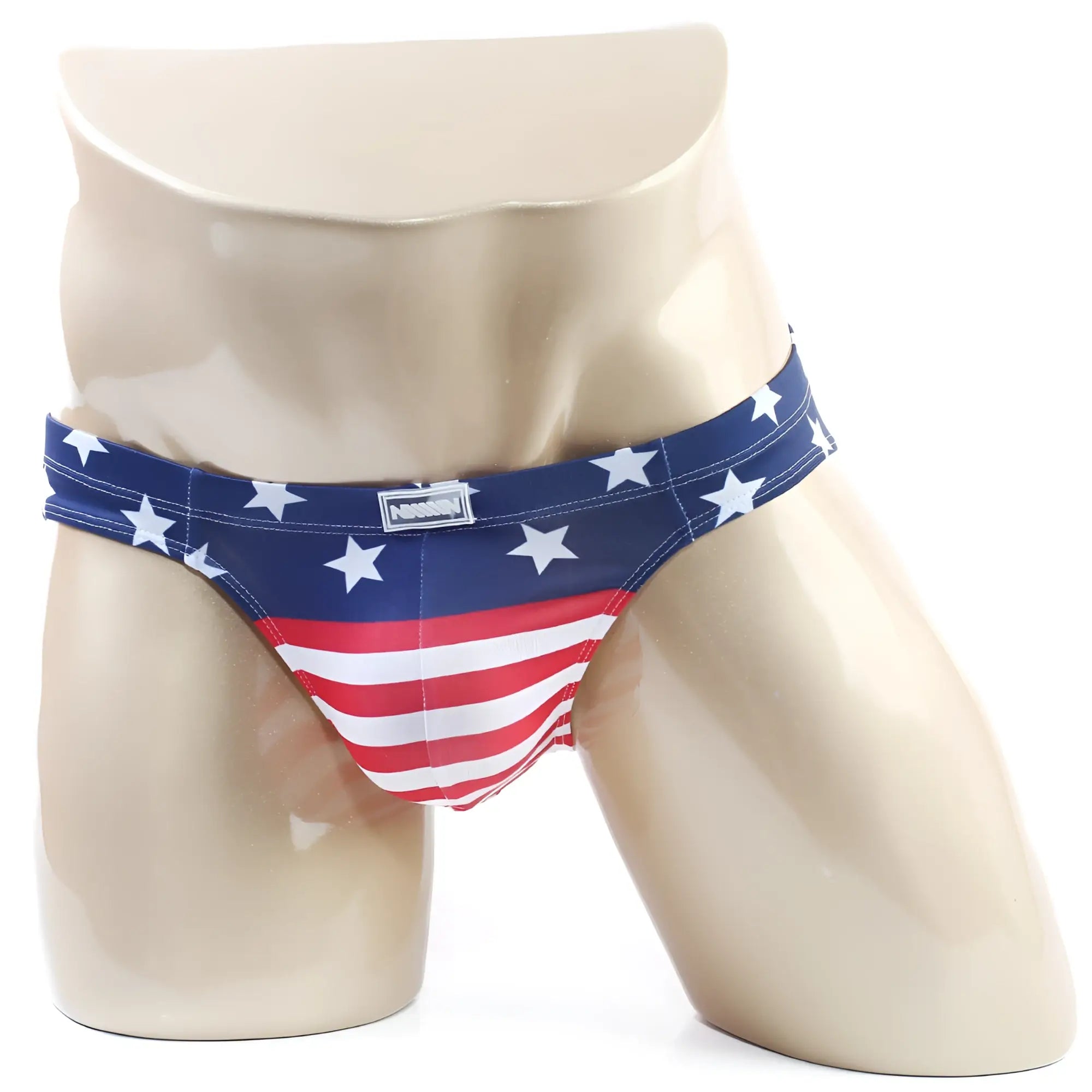 Metro male wear colina bikini patriot 5144-90 american flag themed men’s briefs with glossy blue red and white fabric