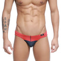 MetroMaleWear Colina bikini red 5144-12 red and navy blue two-tone swim trunks with sleek modern design