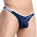 Navy blue mew brand briefs with white trim and stripes metro male wear colonel bikini navy 2019 28 front view