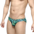 MetroMalewear colorado jock strap 5011-08 green tropical leaf patterned men’s briefs front view