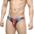 MetroMaleWear Colorado Jock Strap neon 5011-05 vibrant rainbow leopard print snug swim trunks front view