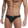 Black mesh briefs with sleek form-fitting design and small brand tag at waistband by metromalewear colorado jock strap tull 5011-30