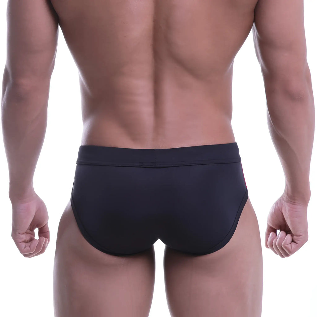 Black metro male wear swim briefs 4976-20 with smooth form fitting design ideal for swimming and beachwear
