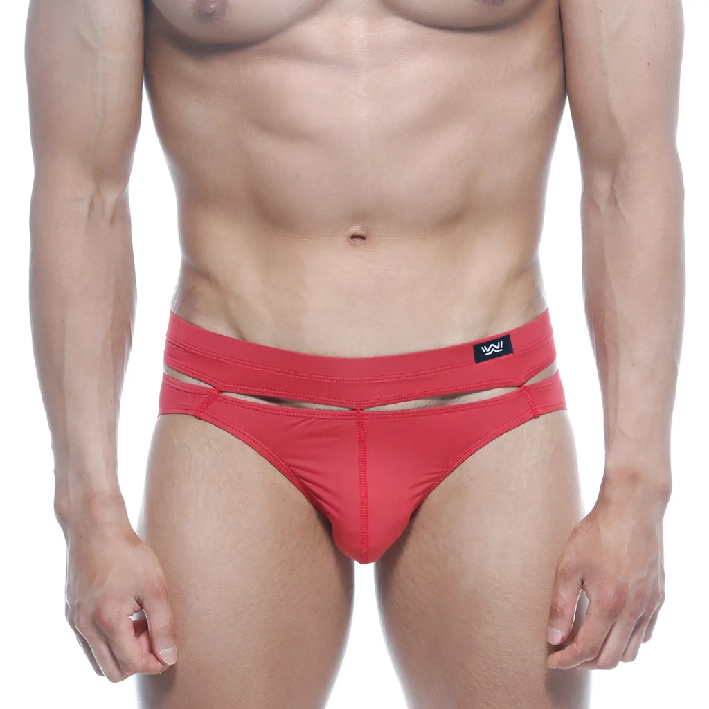 MetroMaleWear Concepcion brief red 5213-12 red athletic briefs with bold modern cut and black logo waistband